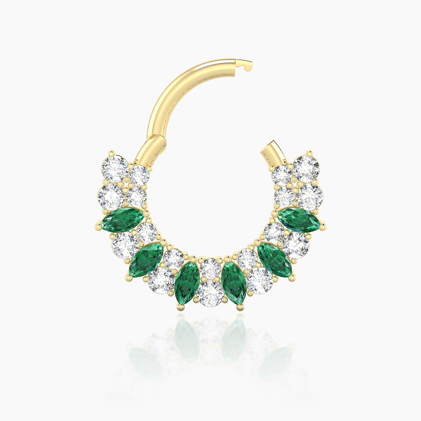 Reina | 18k Yellow Gold 8 mm Emerald & Diamond Septum Piercing