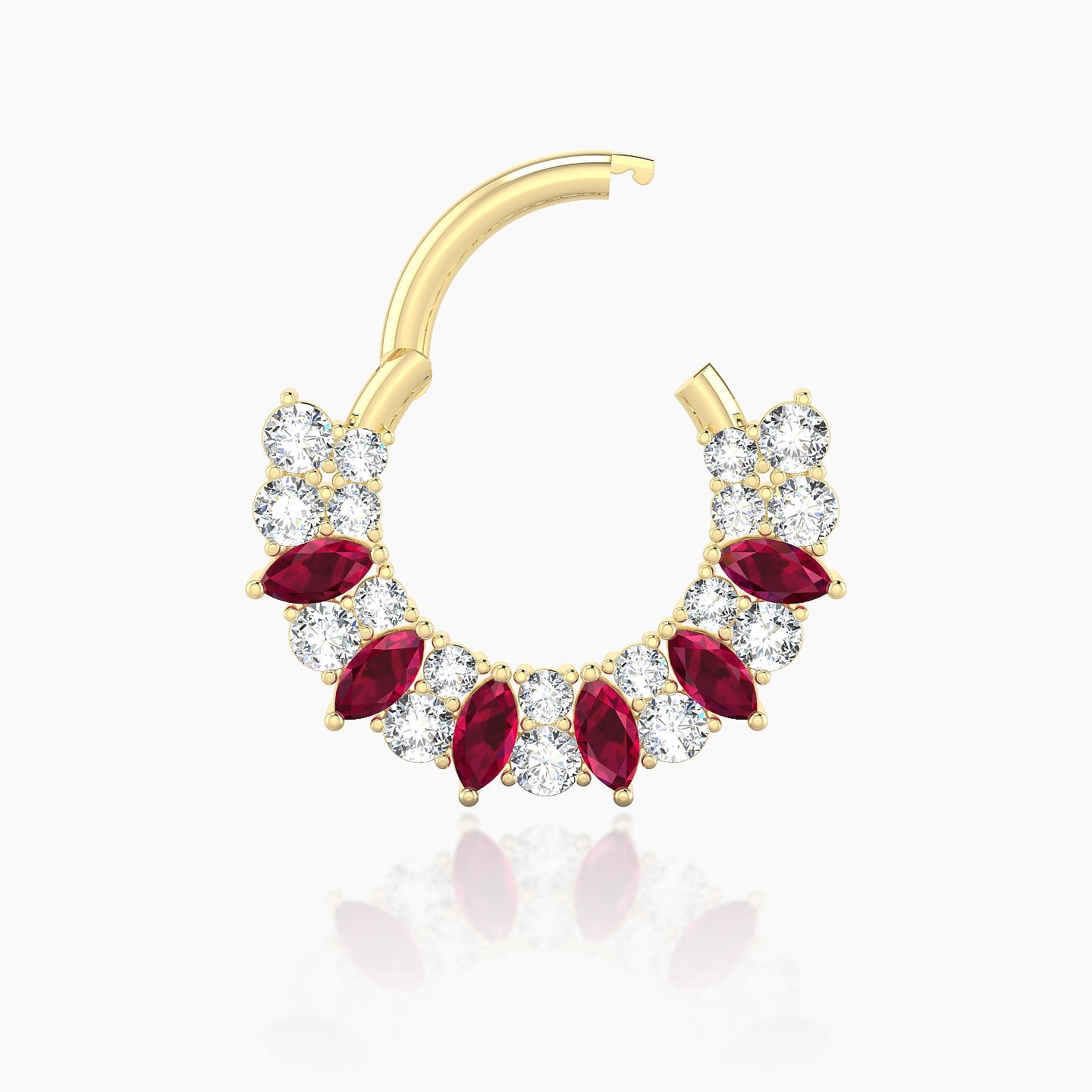 Reina | 18k Yellow Gold 8 mm Ruby & Diamond Septum Piercing