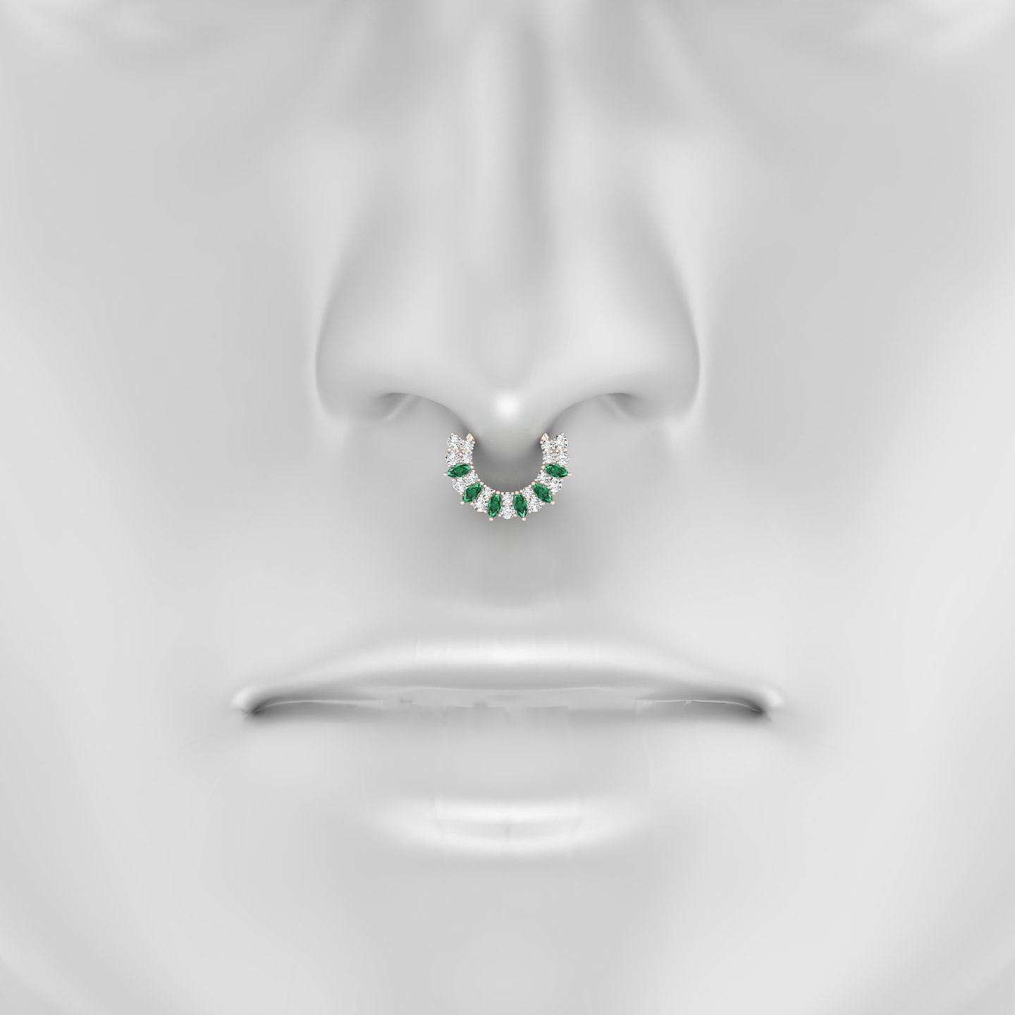 Reina | 18k Rose Gold 8 mm Emerald & Diamond Septum Piercing