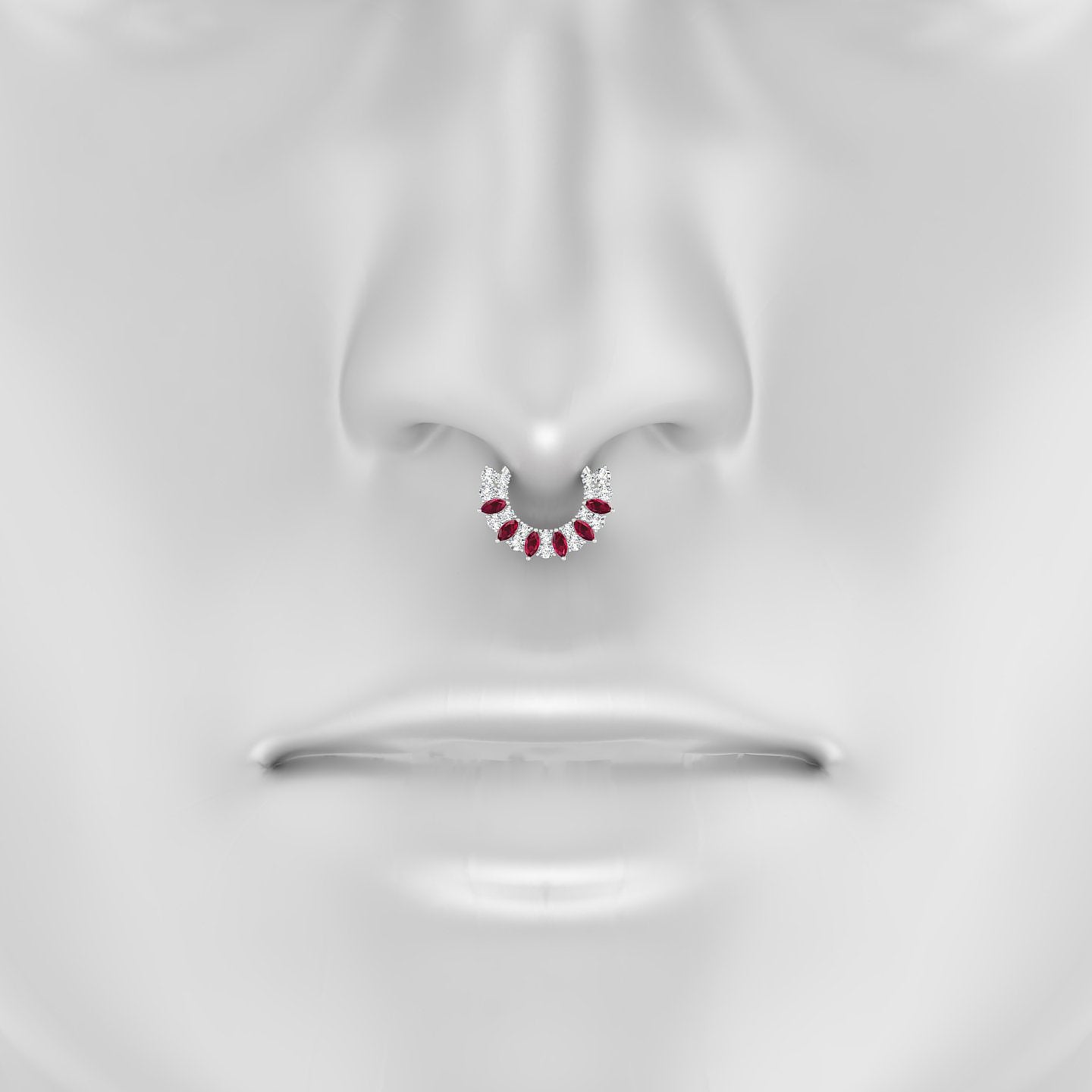 Reina | 18k White Gold 8 mm Ruby & Diamond Septum Piercing