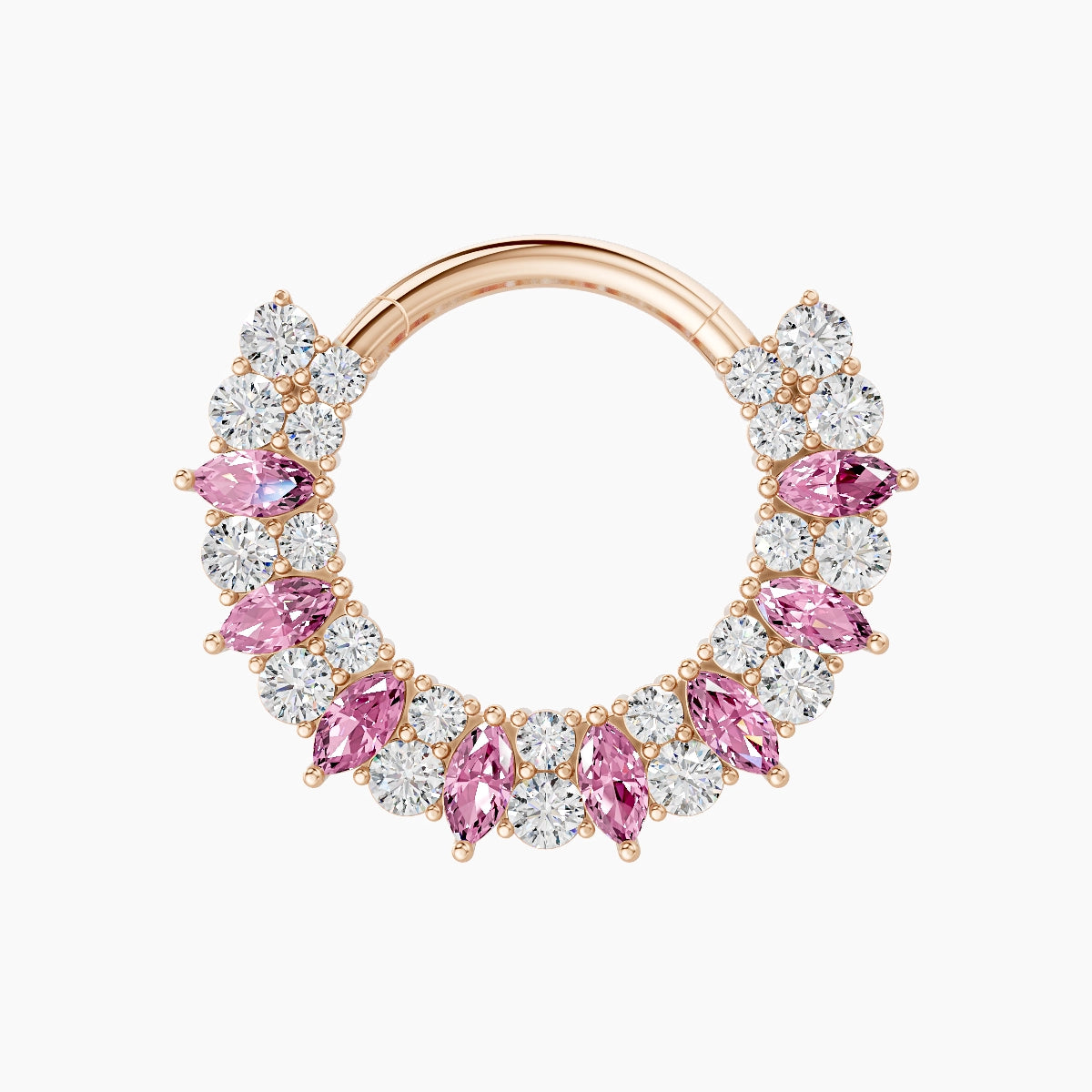 Reina | 18k Rose Gold 9.5 mm Pink Sapphire & Diamond Septum Piercing
