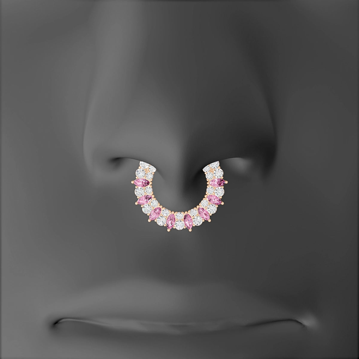 Reina | 18k Rose Gold 9.5 mm Pink Sapphire & Diamond Septum Piercing