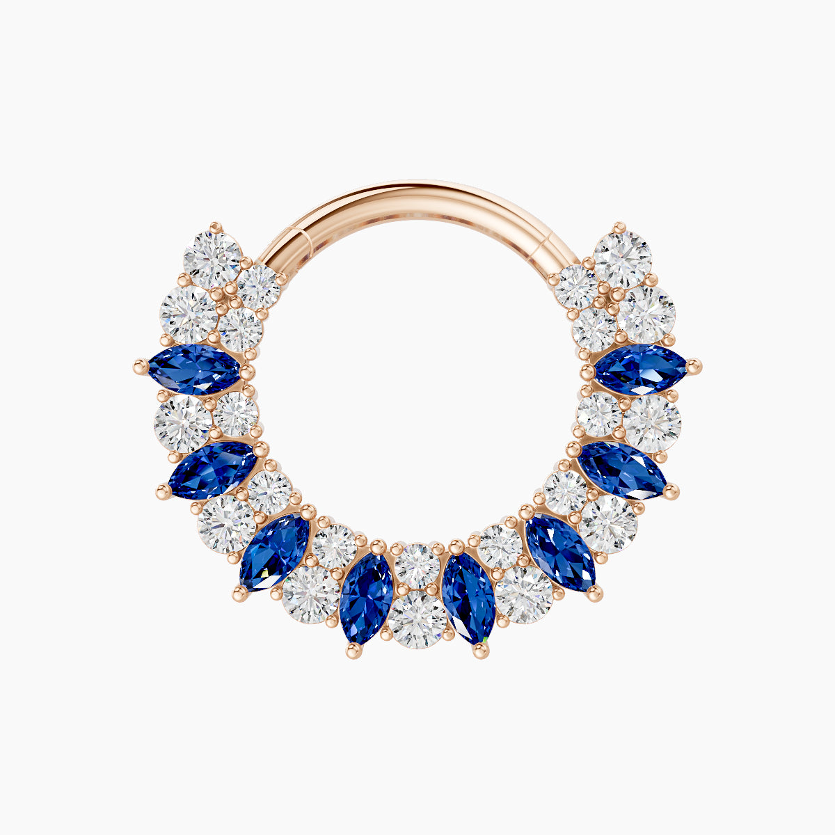 Reina | 18k Rose Gold 9.5 mm Sapphire & Diamond Septum Piercing