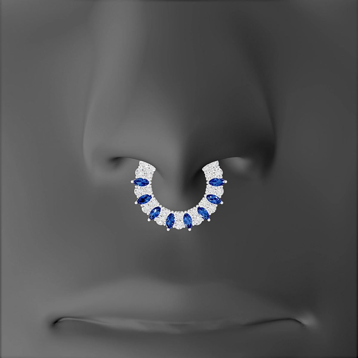Reina | 18k White Gold 9.5 mm Sapphire & Diamond Septum Piercing