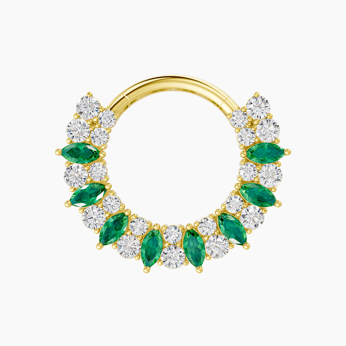 Reina | 18k Yellow Gold 9.5 mm Emerald & Diamond Septum Piercing