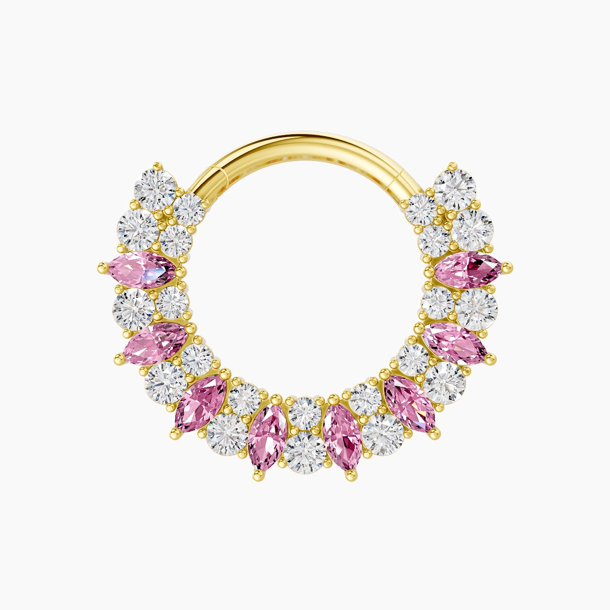 Reina | 18k Yellow Gold 9.5 mm Pink Sapphire & Diamond Septum Piercing