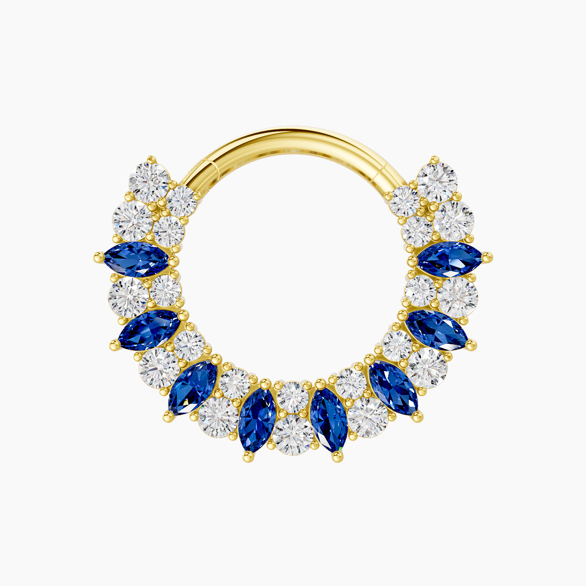 Reina | 18k Yellow Gold 9.5 mm Sapphire & Diamond Septum Piercing