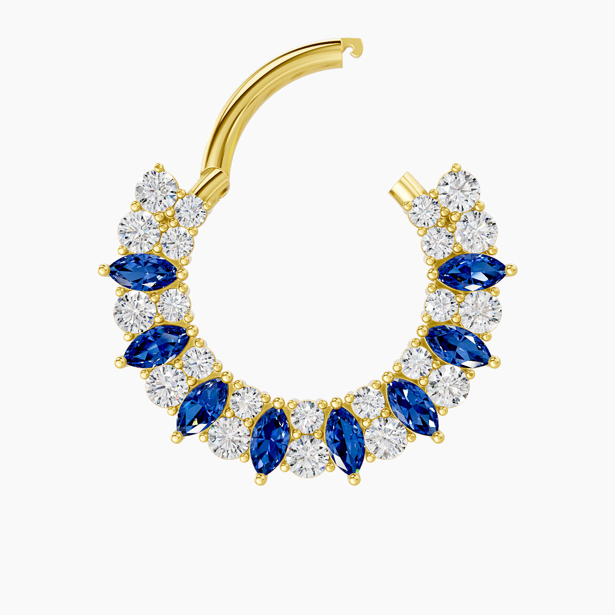 Reina | 18k Yellow Gold 9.5 mm Sapphire & Diamond Septum Piercing
