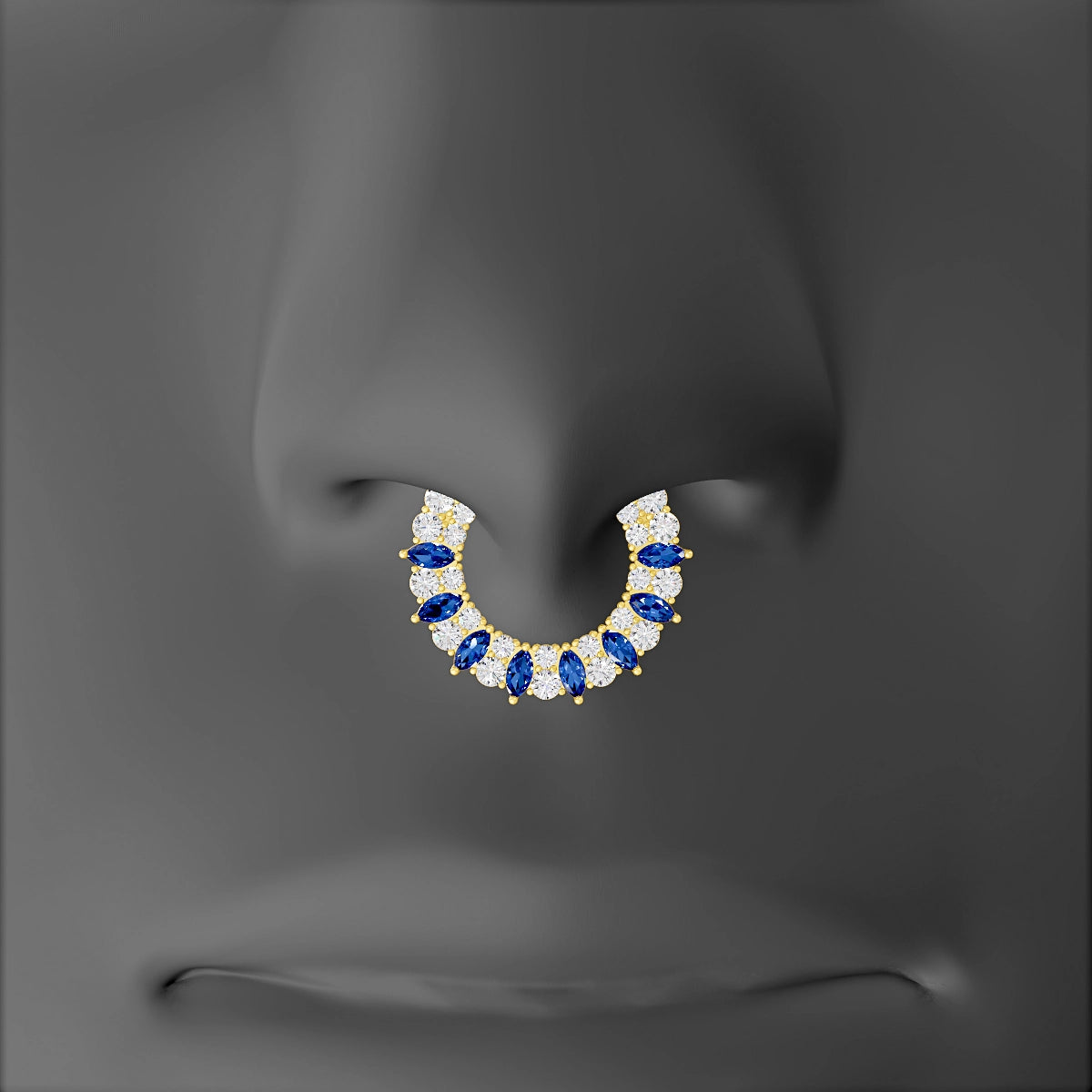 Reina | 18k Yellow Gold 9.5 mm Sapphire & Diamond Septum Piercing