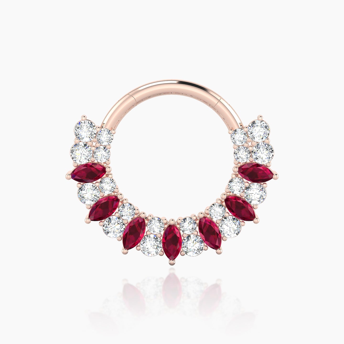 Reina | 18k Rose Gold 9.5 mm Ruby & Diamond Septum Piercing