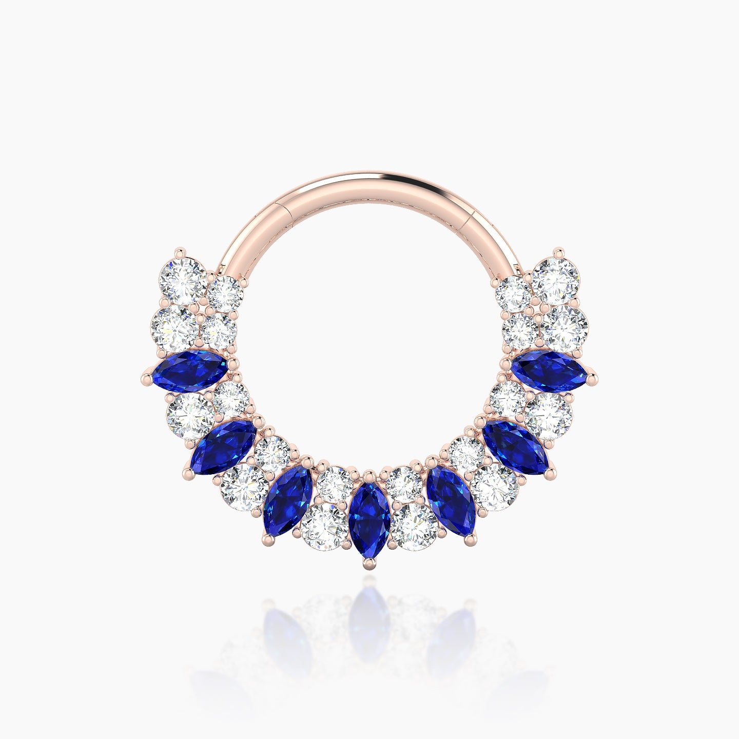 Reina | 18k Rose Gold 9.5 mm Sapphire & Diamond Septum Piercing