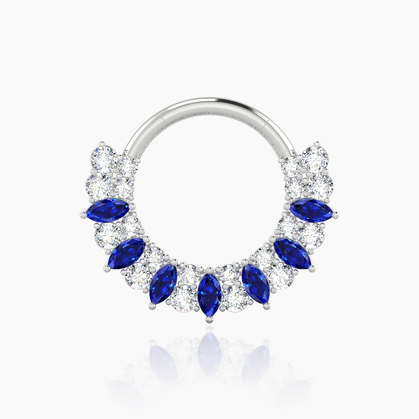 Reina | 18k White Gold 9.5 mm Sapphire & Diamond Septum Piercing