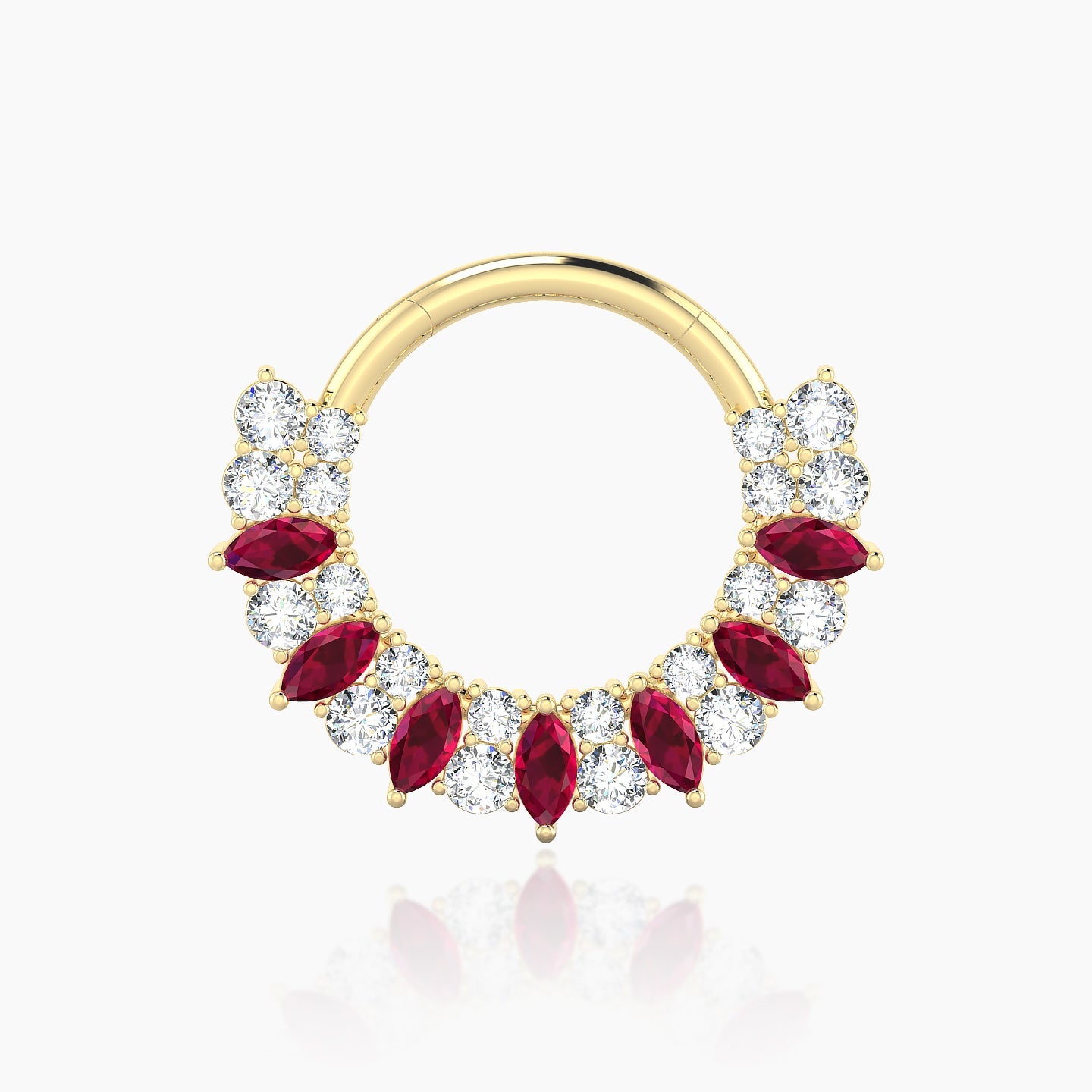 Reina | 18k Yellow Gold 9.5 mm Ruby & Diamond Septum Piercing