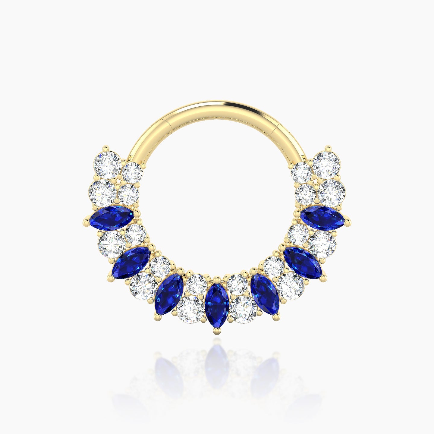 Reina | 18k Yellow Gold 9.5 mm Sapphire & Diamond Septum Piercing