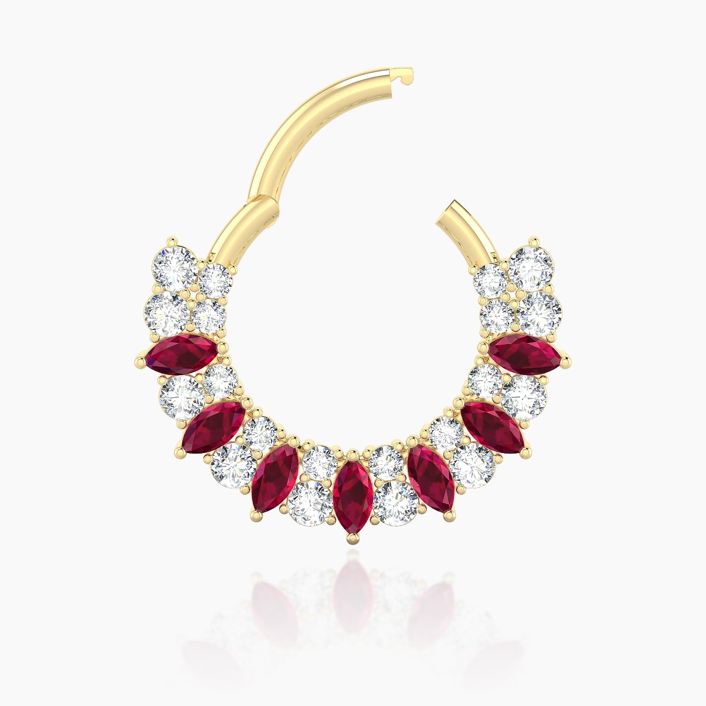 Reina | 18k Yellow Gold 9.5 mm Ruby & Diamond Septum Piercing