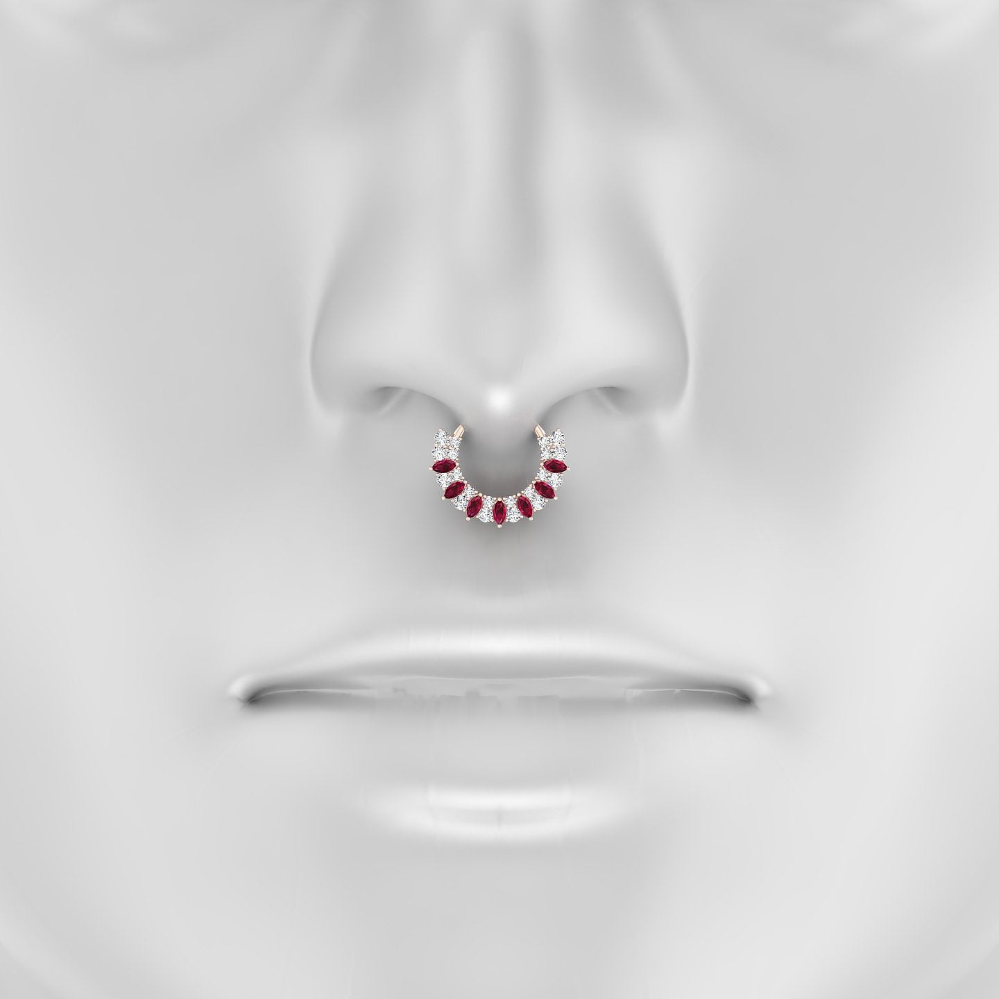 Reina | 18k Rose Gold 9.5 mm Ruby & Diamond Septum Piercing