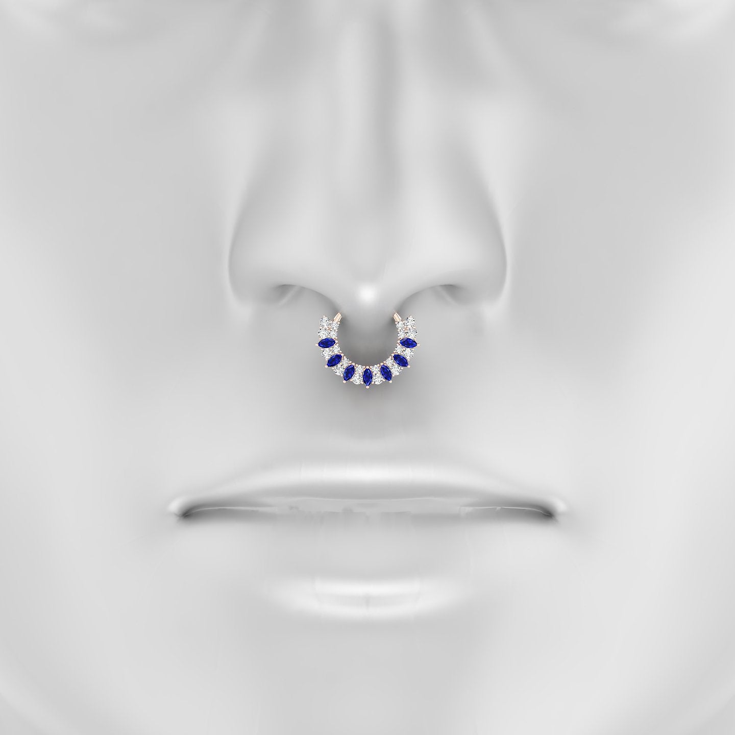 Reina | 18k Rose Gold 9.5 mm Sapphire & Diamond Septum Piercing