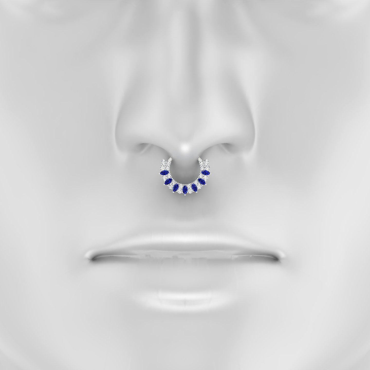 Reina | 18k White Gold 9.5 mm Sapphire & Diamond Septum Piercing