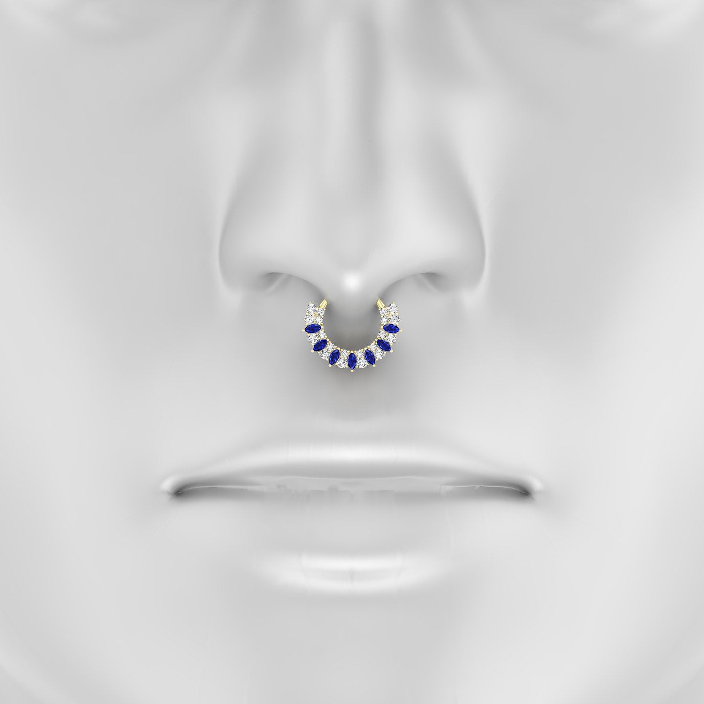 Reina | 18k Yellow Gold 9.5 mm Sapphire & Diamond Septum Piercing