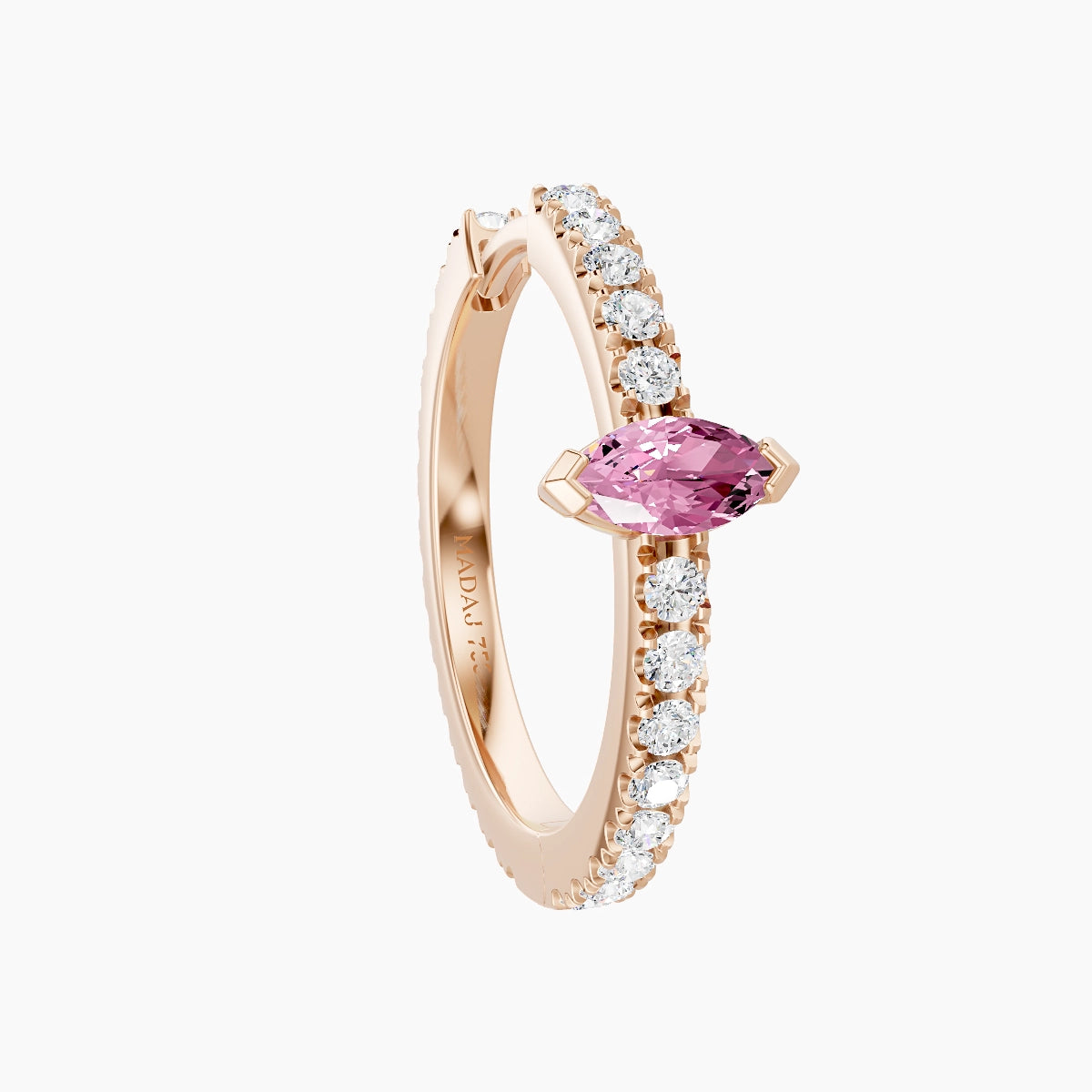 Rhea | 18k Rose Gold 11 mm Pink Sapphire & Diamond Hoop Piercing