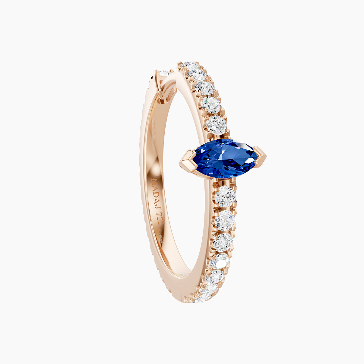 Rhea | 18k Rose Gold 11 mm Sapphire & Diamond Hoop Piercing