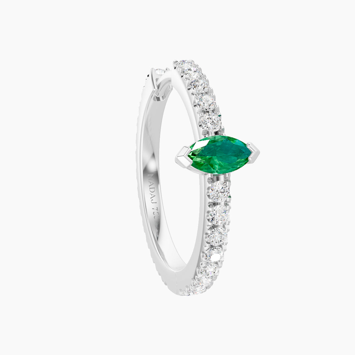 Rhea | 18k White Gold 11 mm Emerald & Diamond Hoop Piercing