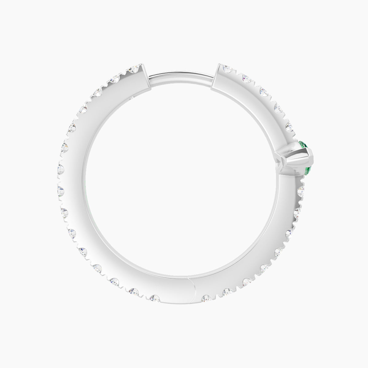 Rhea | 18k White Gold 11 mm Emerald & Diamond Hoop Piercing