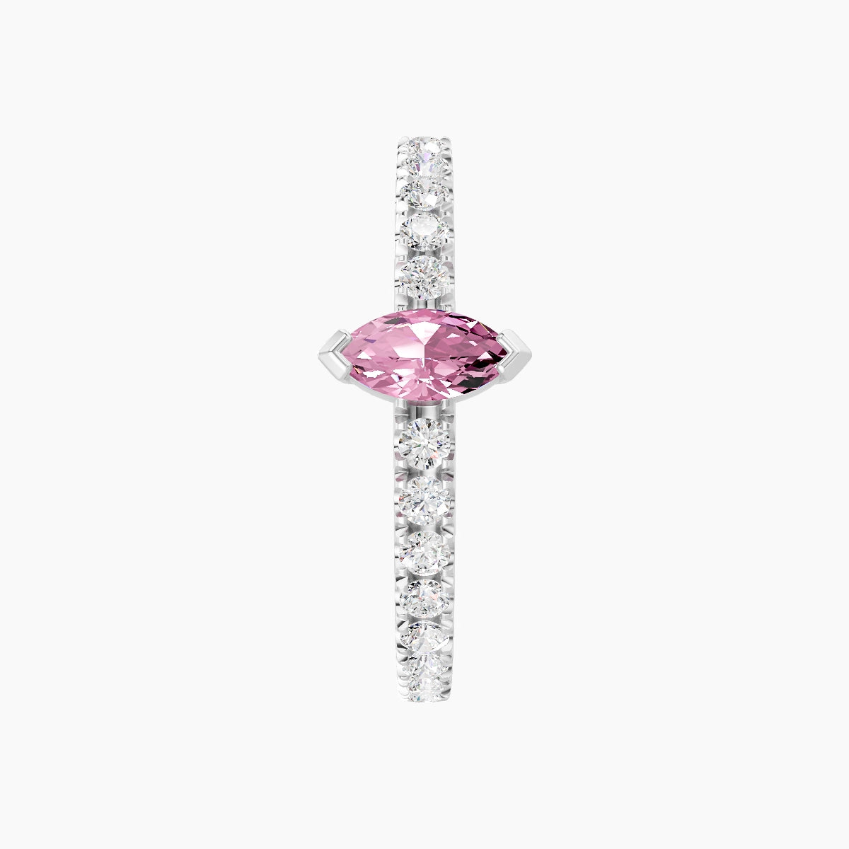 Rhea | 18k White Gold 11 mm Pink Sapphire & Diamond Hoop Piercing