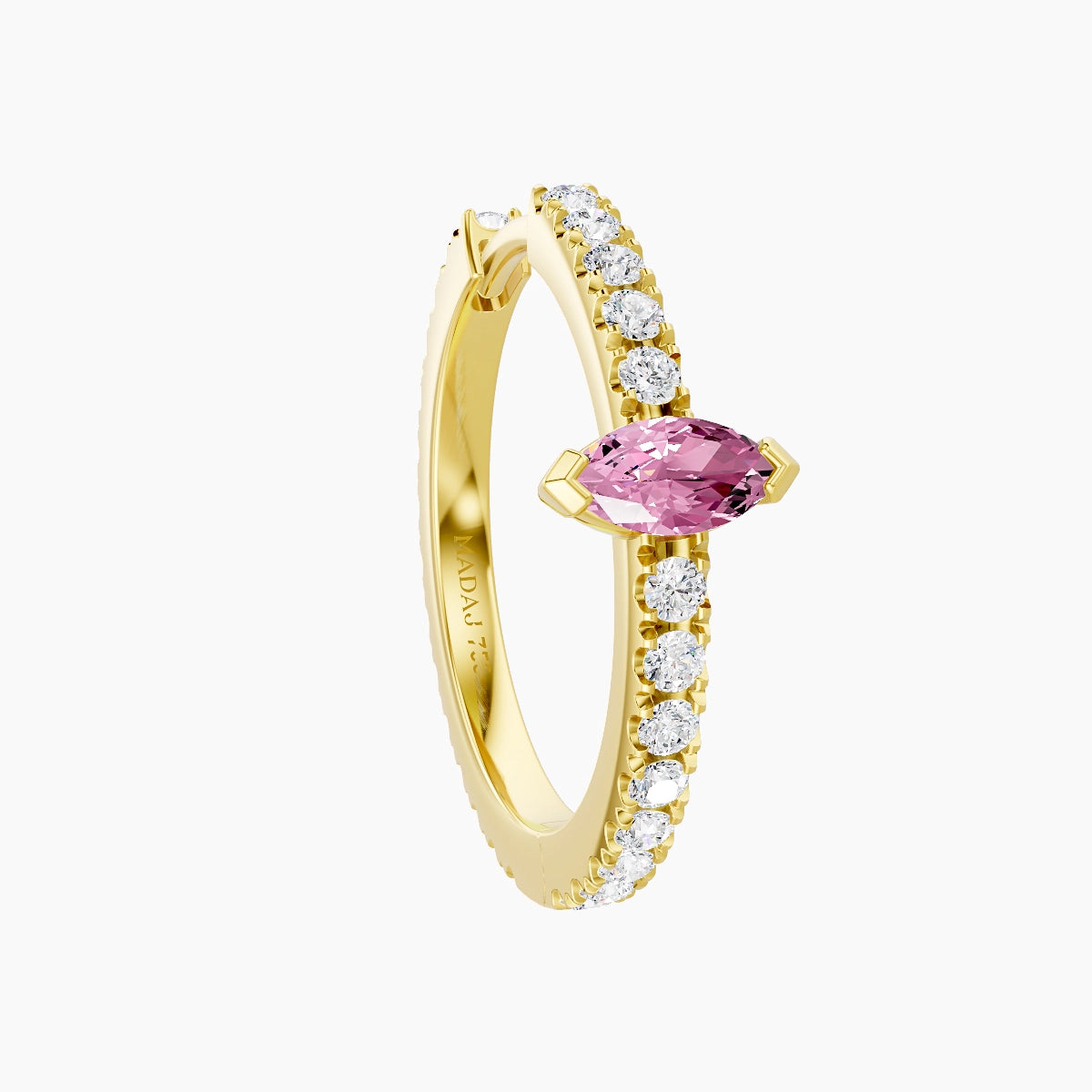 Rhea | 18k Yellow Gold 11 mm Pink Sapphire & Diamond Hoop Piercing
