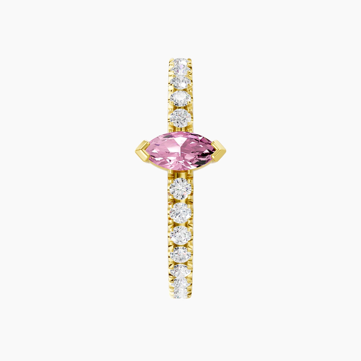 Rhea | 18k Yellow Gold 11 mm Pink Sapphire & Diamond Hoop Piercing