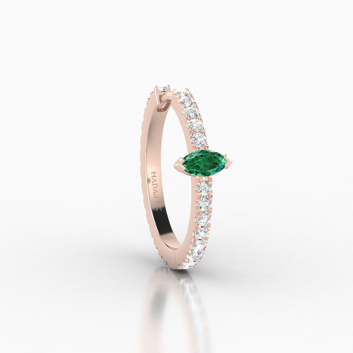 Rhea | 18k Rose Gold 11 mm Emerald & Diamond Hoop Piercing