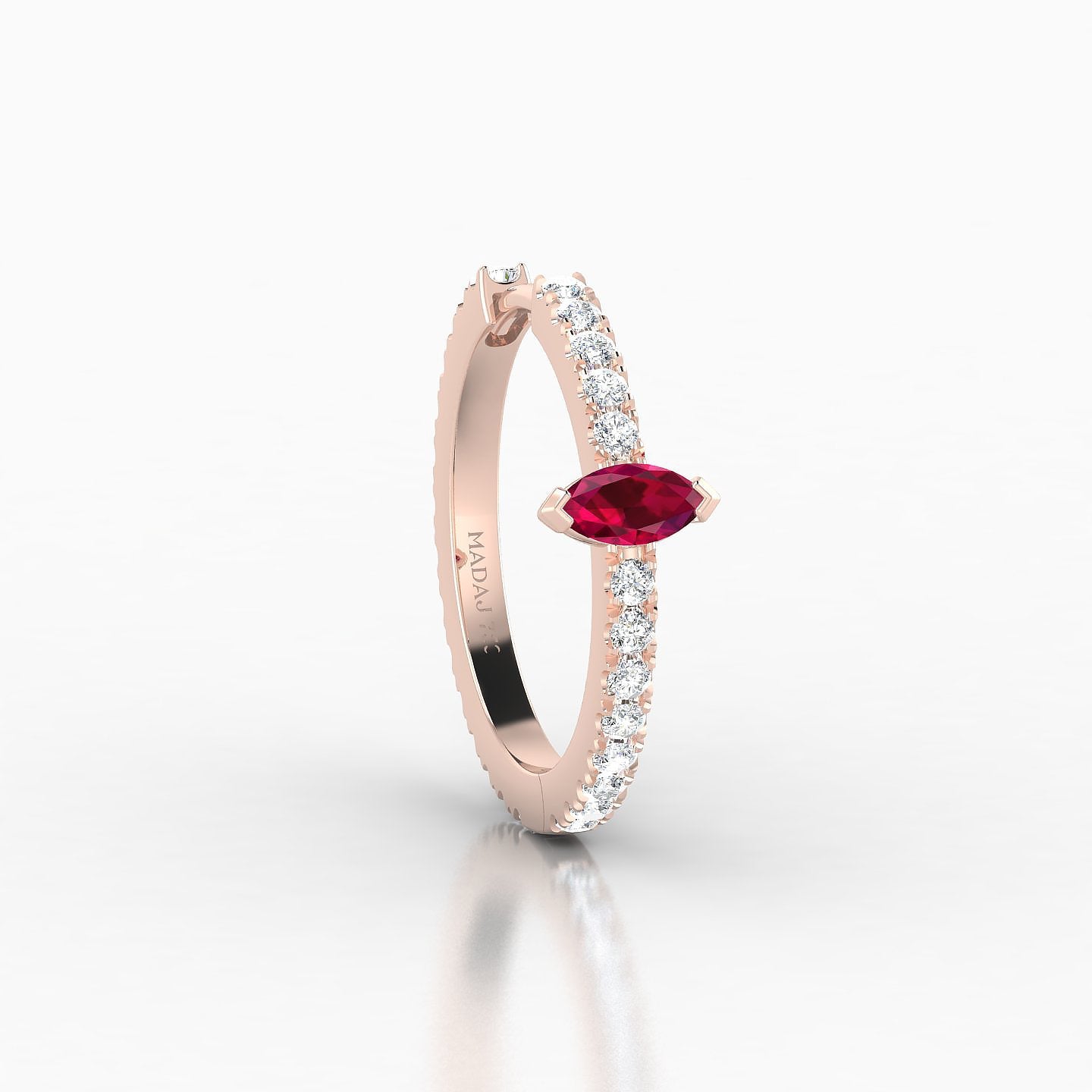 Rhea | 18k Rose Gold 11 mm Ruby & Diamond Hoop Piercing