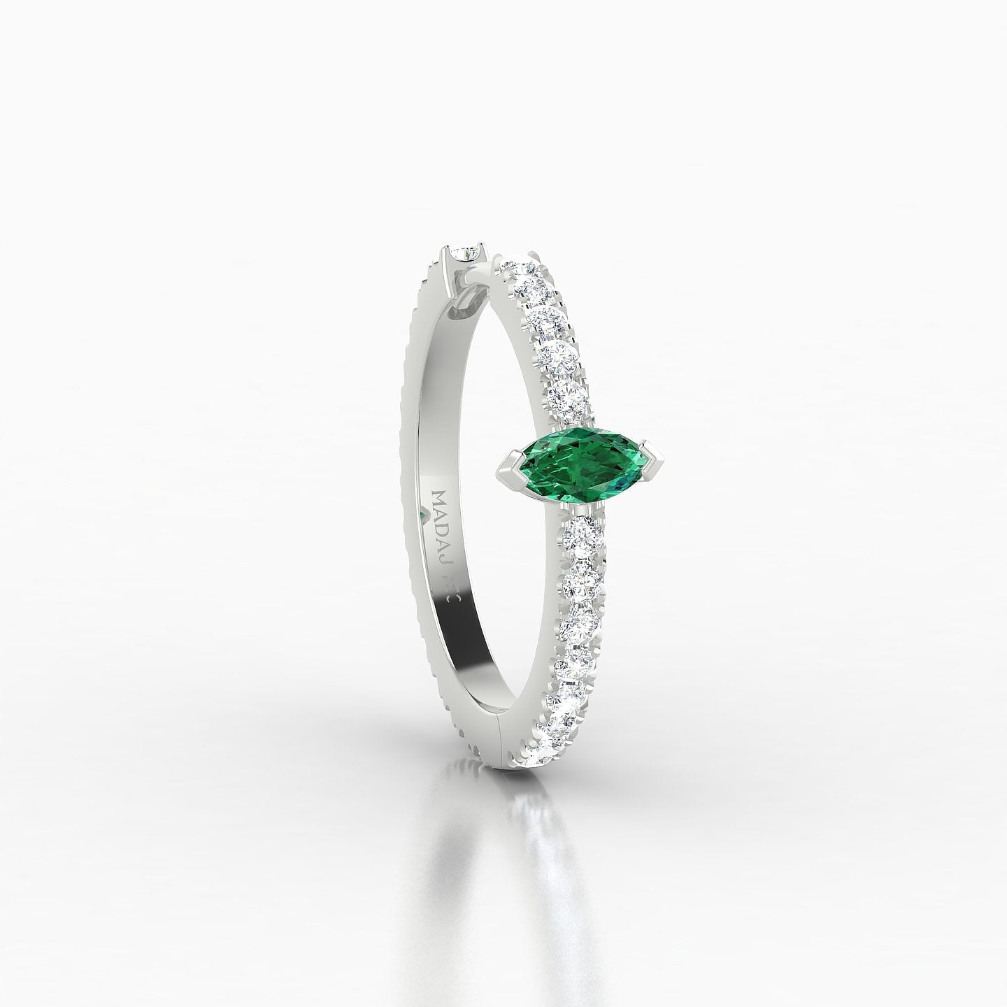 Rhea | 18k White Gold 11 mm Emerald & Diamond Hoop Piercing