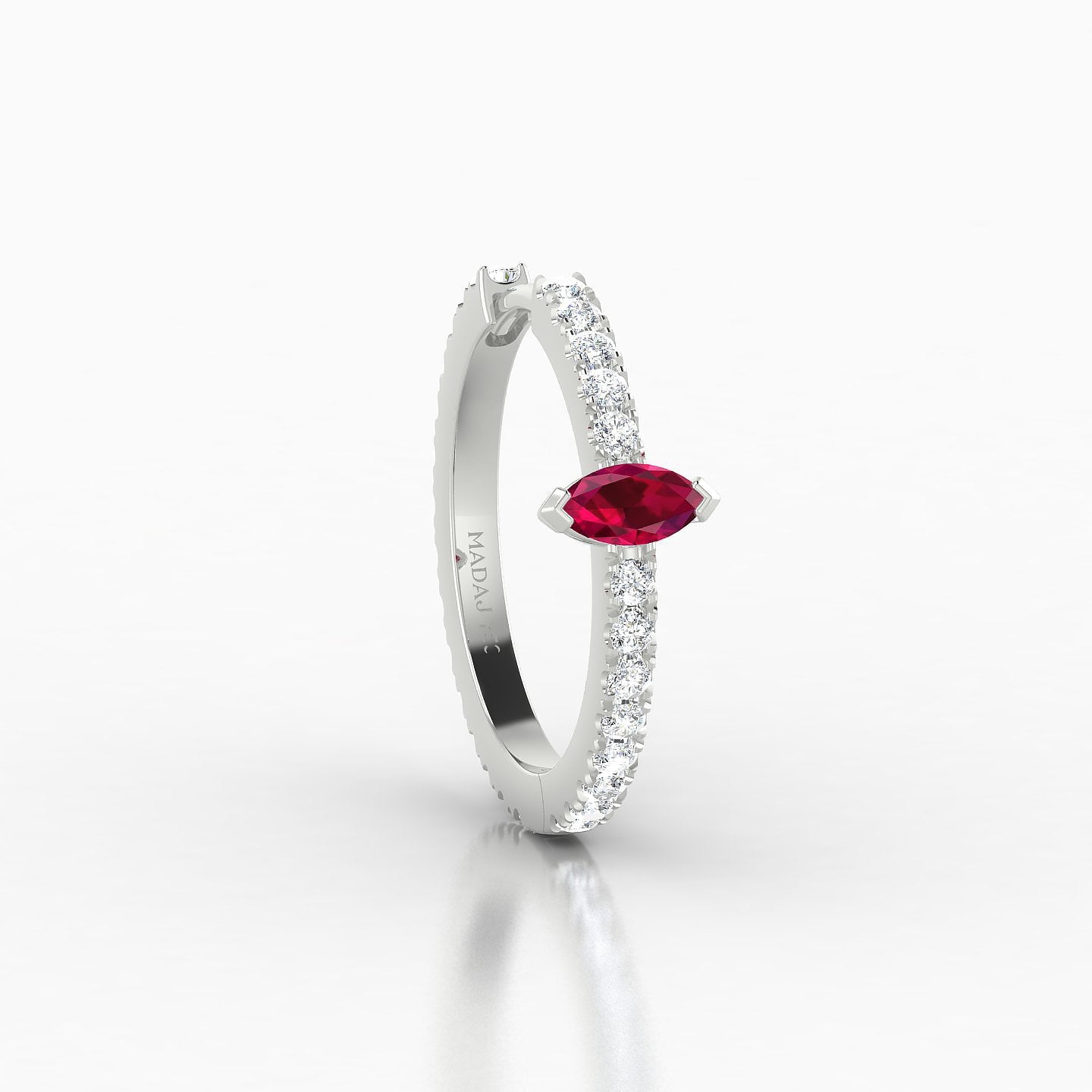 Rhea | 18k White Gold 11 mm Ruby & Diamond Hoop Piercing