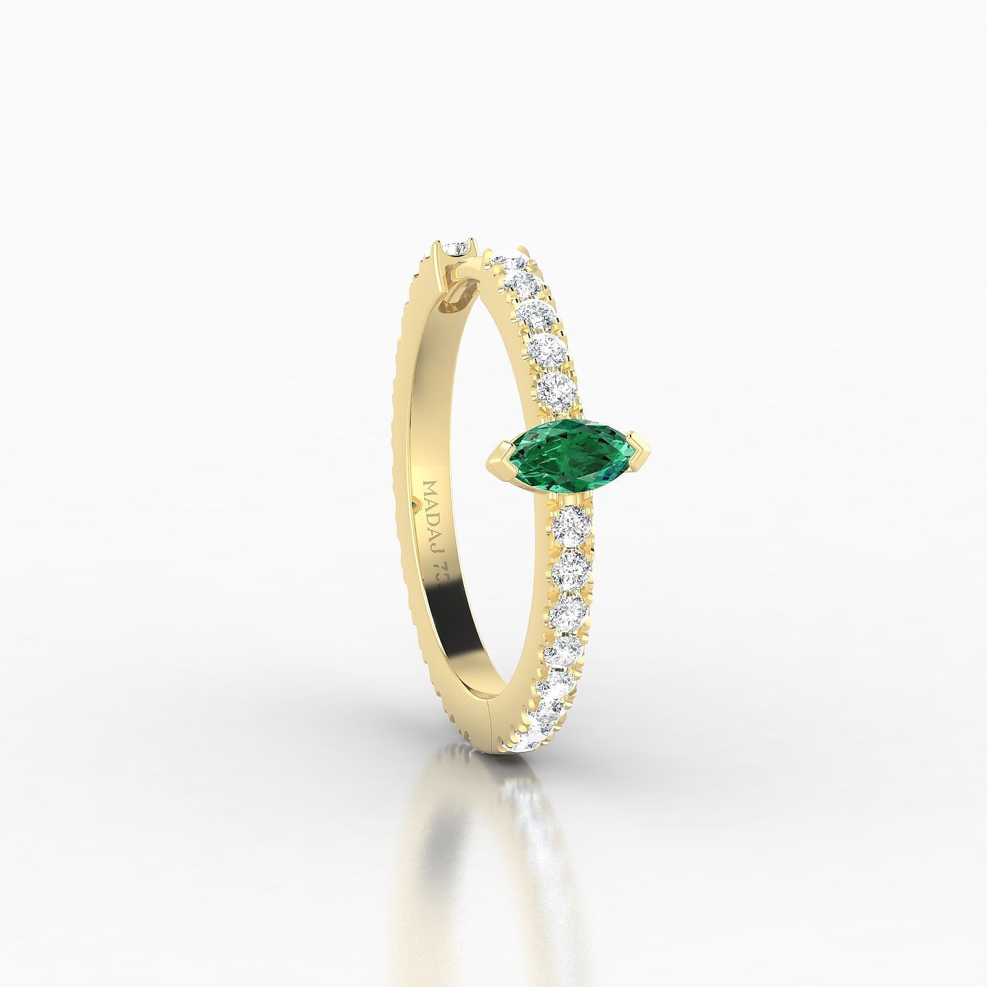 Rhea | 18k Yellow Gold 11 mm Emerald & Diamond Hoop Piercing