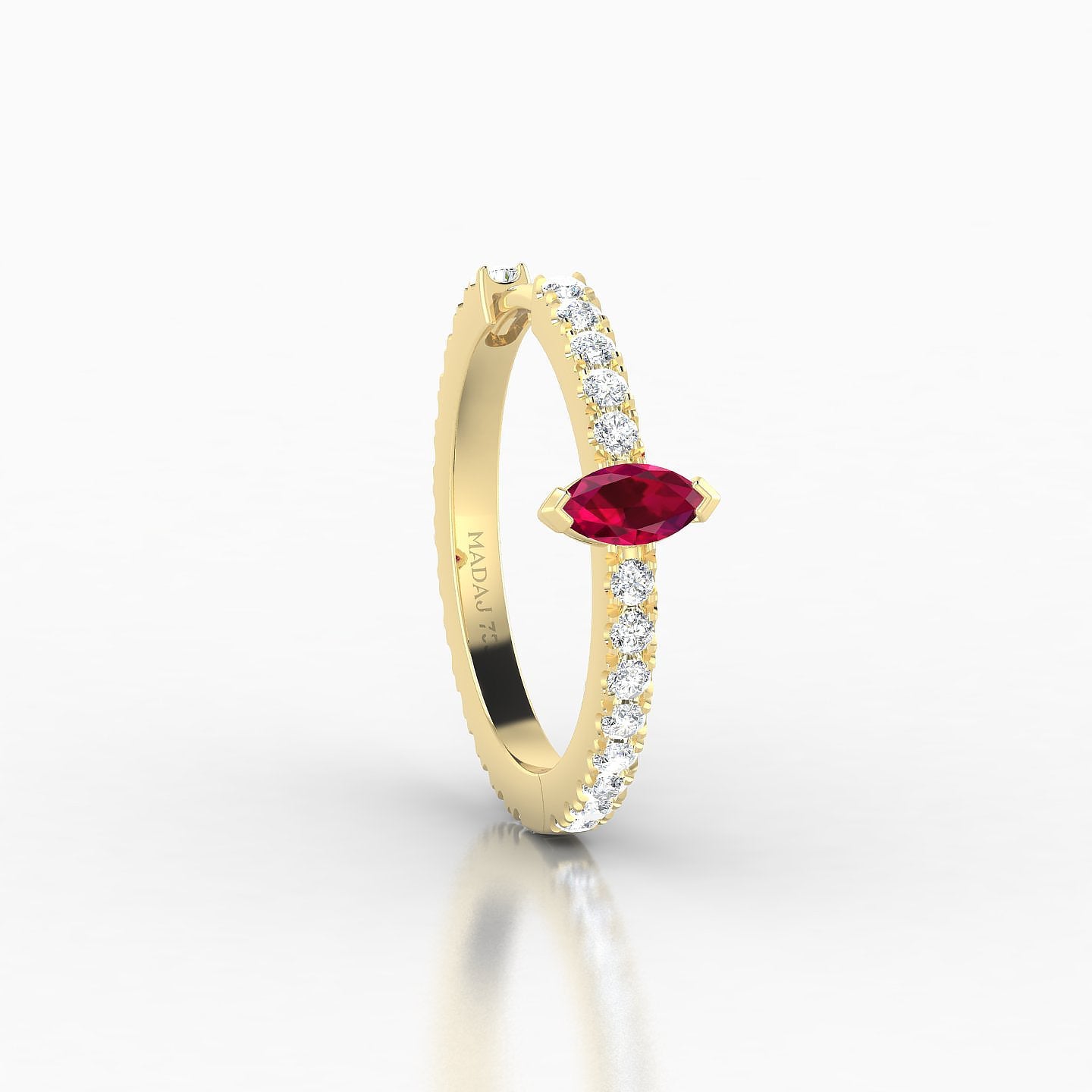 Rhea | 18k Yellow Gold 11 mm Ruby & Diamond Hoop Piercing