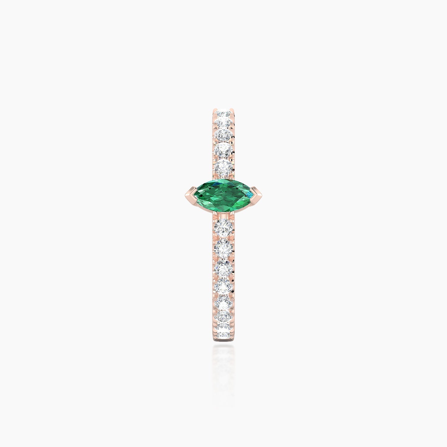 Rhea | 18k Rose Gold 11 mm Emerald & Diamond Hoop Piercing