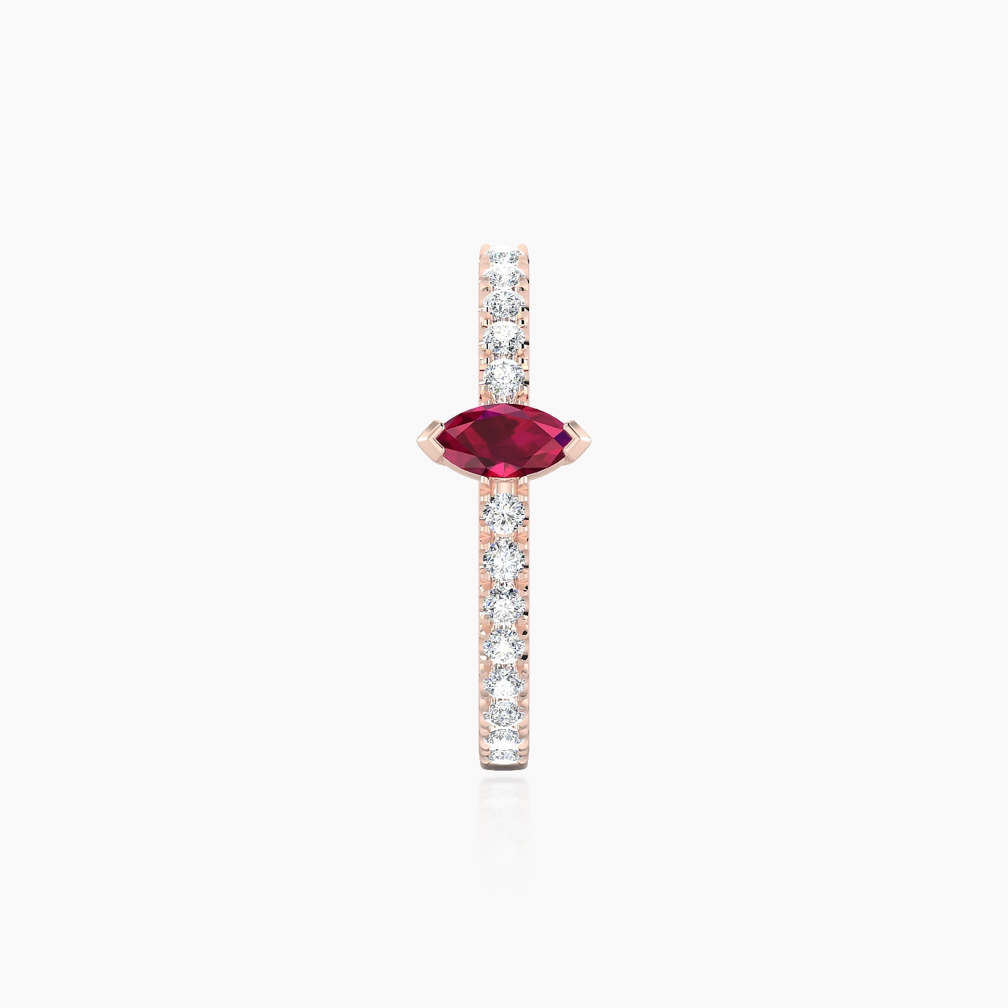 Rhea | 18k Rose Gold 11 mm Ruby & Diamond Hoop Piercing