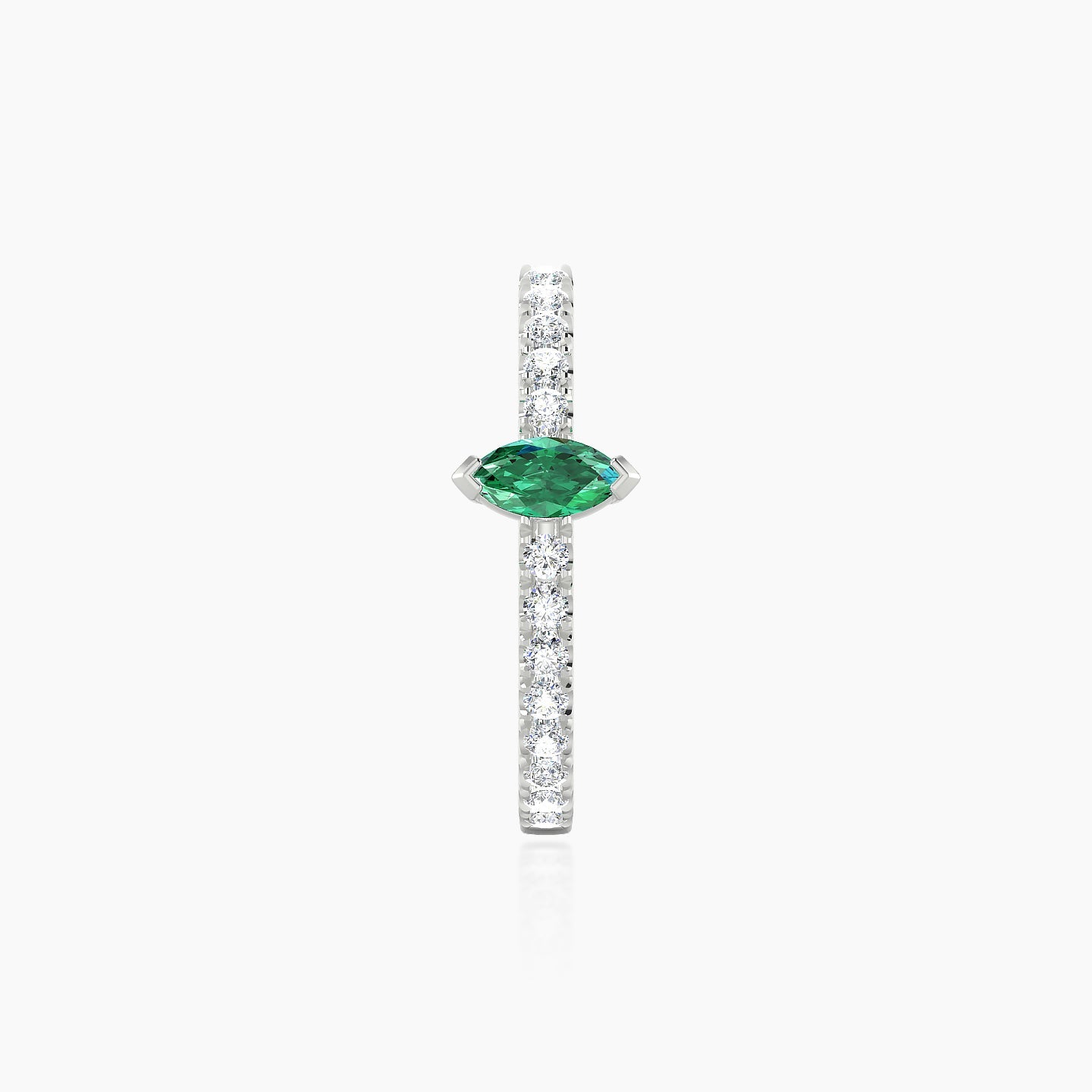 Rhea | 18k White Gold 11 mm Emerald & Diamond Hoop Piercing