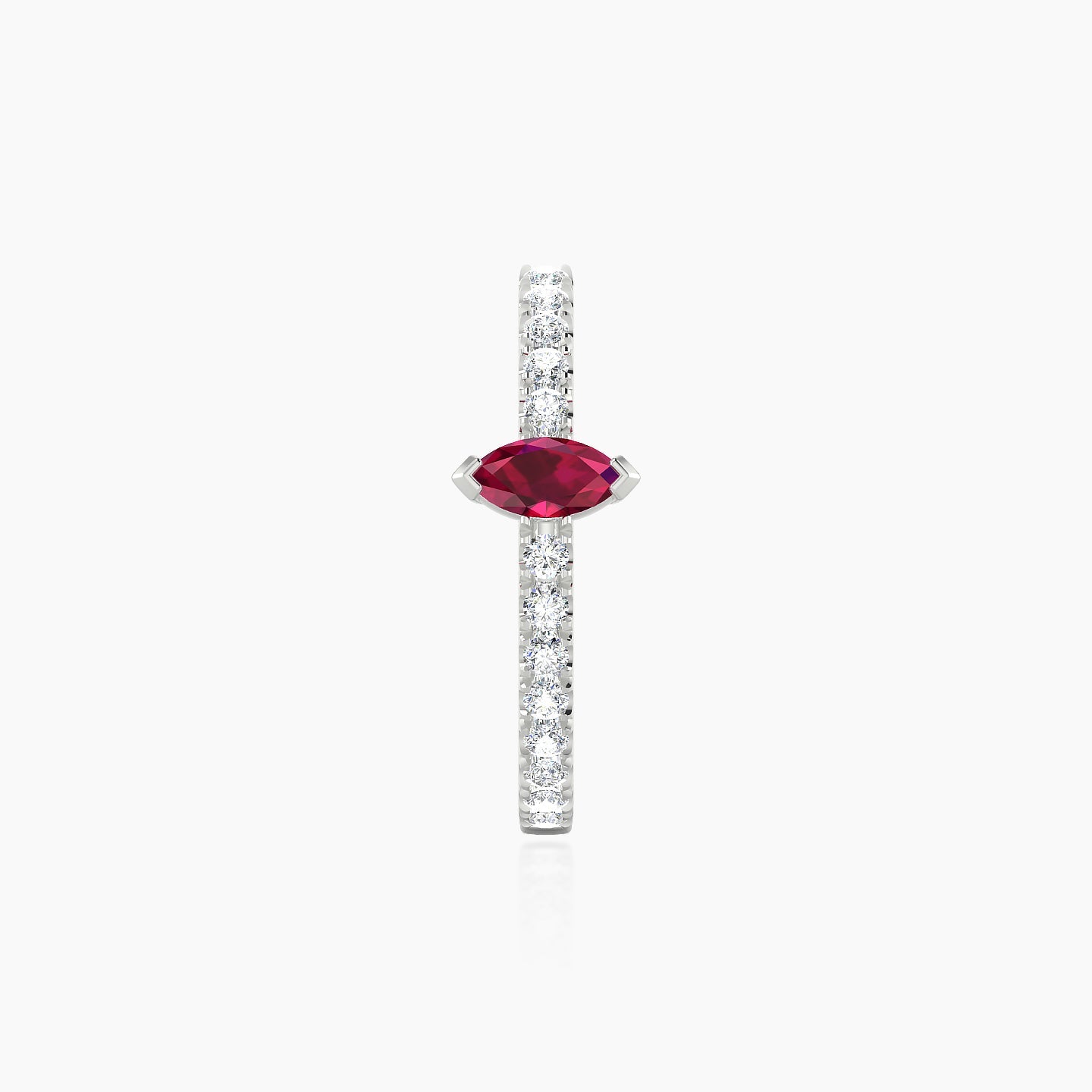 Rhea | 18k White Gold 11 mm Ruby & Diamond Hoop Piercing