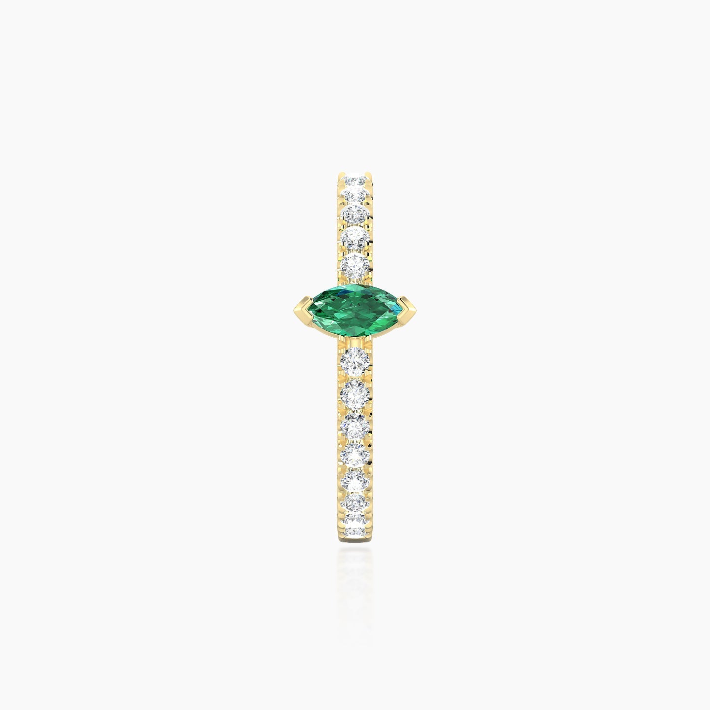 Rhea | 18k Yellow Gold 11 mm Emerald & Diamond Hoop Piercing