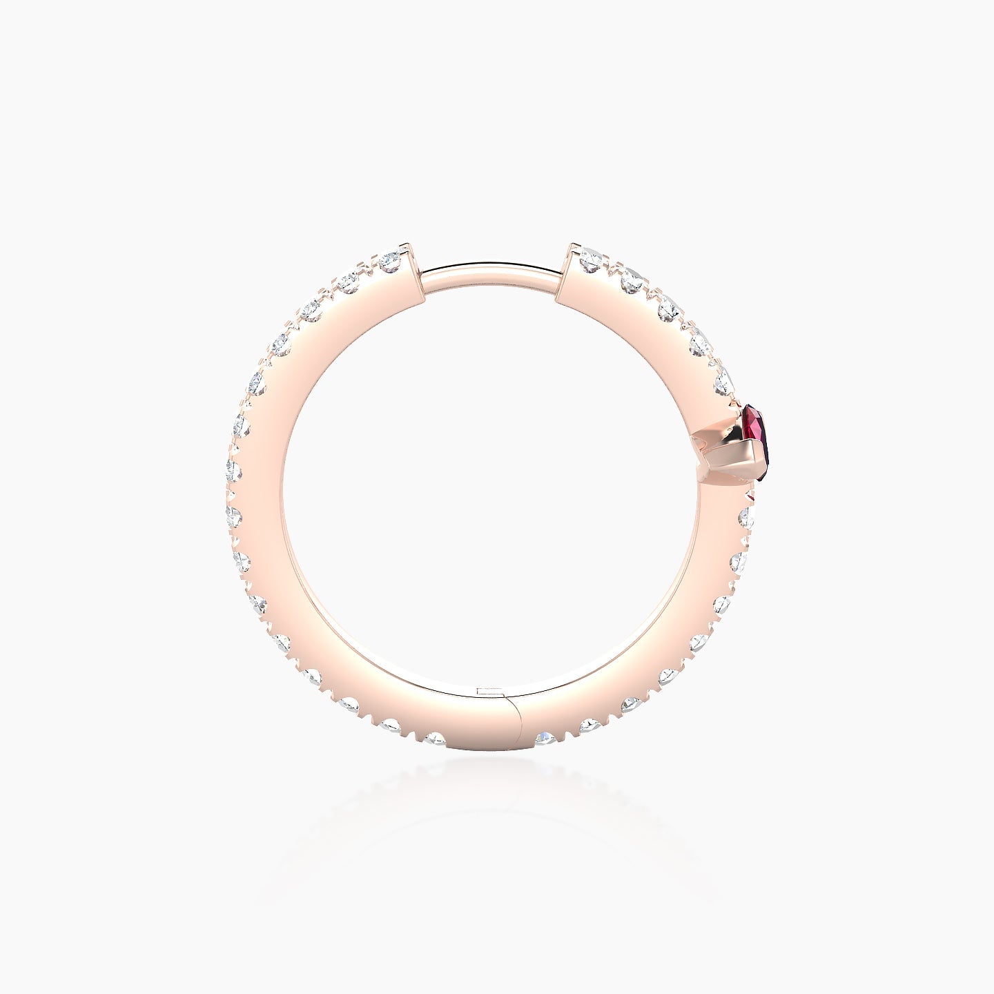 Rhea | 18k Rose Gold 11 mm Ruby & Diamond Hoop Piercing