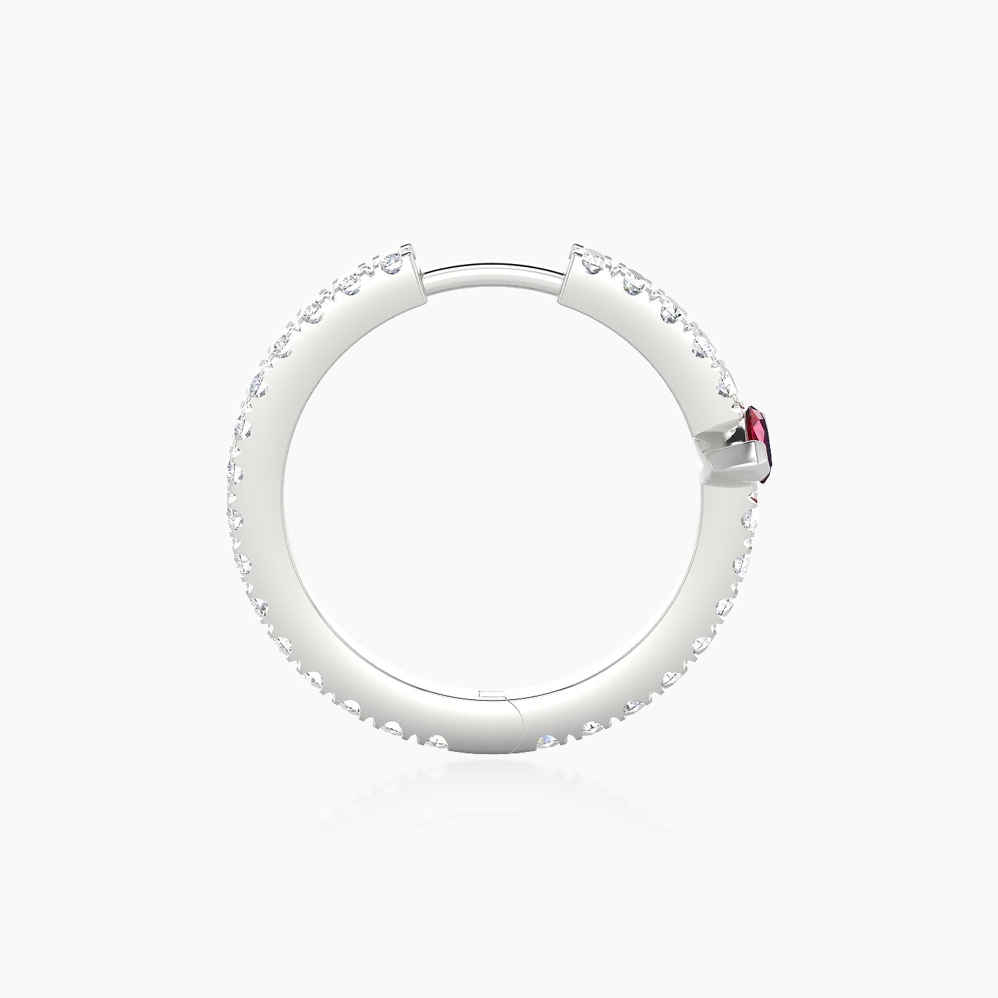 Rhea | 18k White Gold 11 mm Ruby & Diamond Hoop Piercing