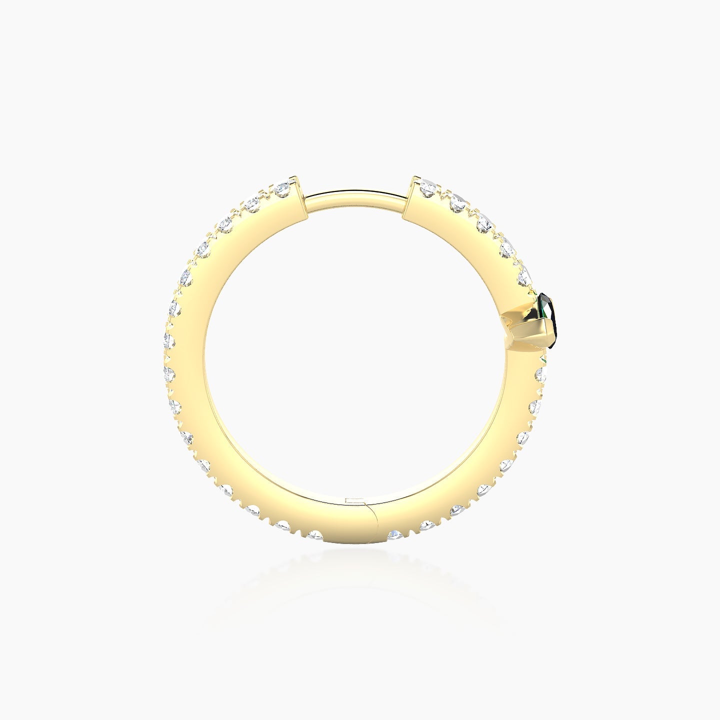 Rhea | 18k Yellow Gold 11 mm Emerald & Diamond Hoop Piercing