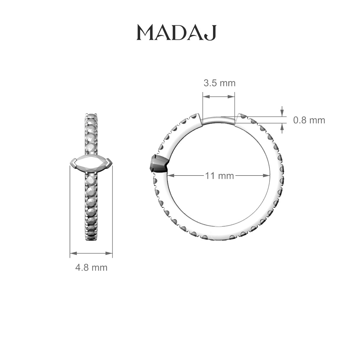 Rhea | 18k Yellow Gold 11 mm Diamond Hoop Piercing