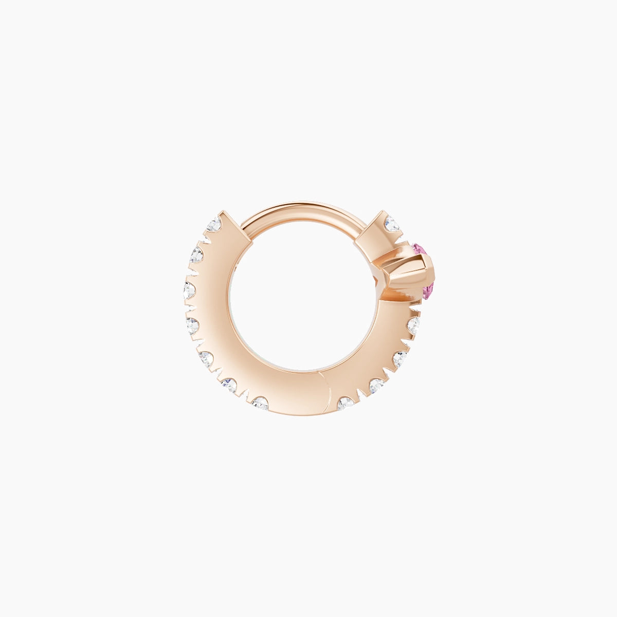Rhea | 18k Rose Gold 5 mm Pink Sapphire & Diamond Hoop Piercing
