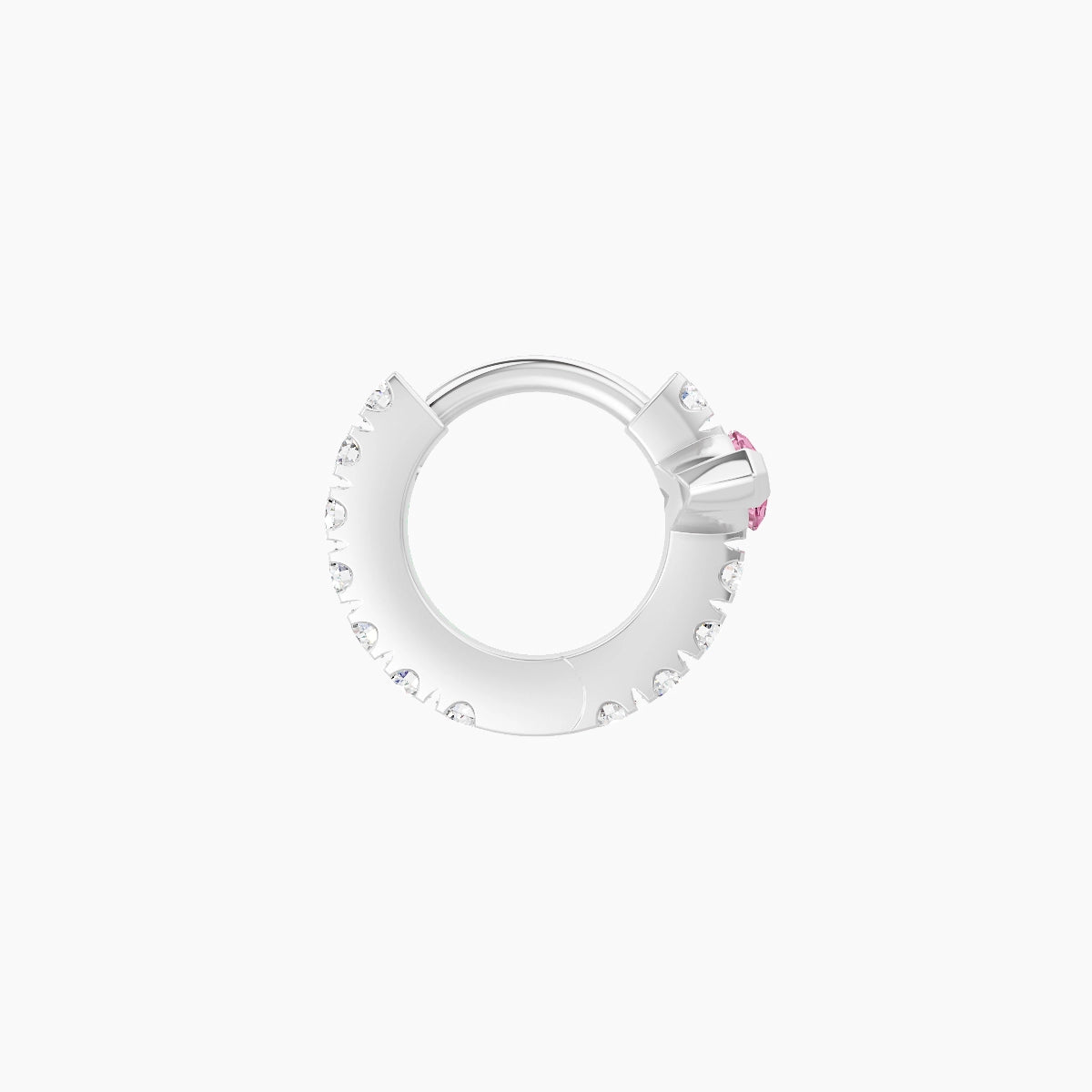 Rhea | 18k White Gold 5 mm Pink Sapphire & Diamond Hoop Piercing