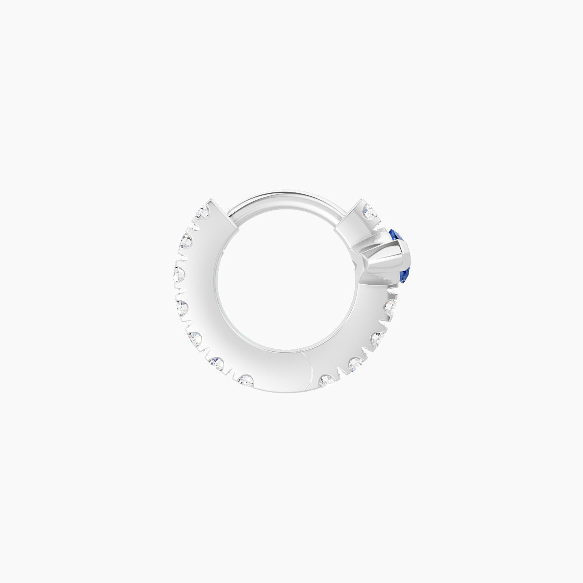 Rhea | 18k White Gold 5 mm Sapphire & Diamond Hoop Piercing