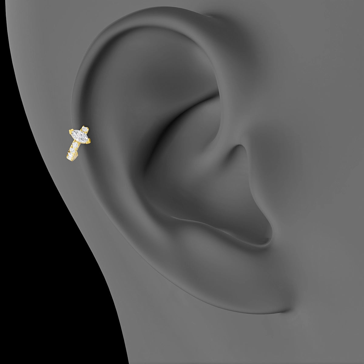 Rhea | 18k Yellow Gold 5 mm Diamond Hoop Piercing