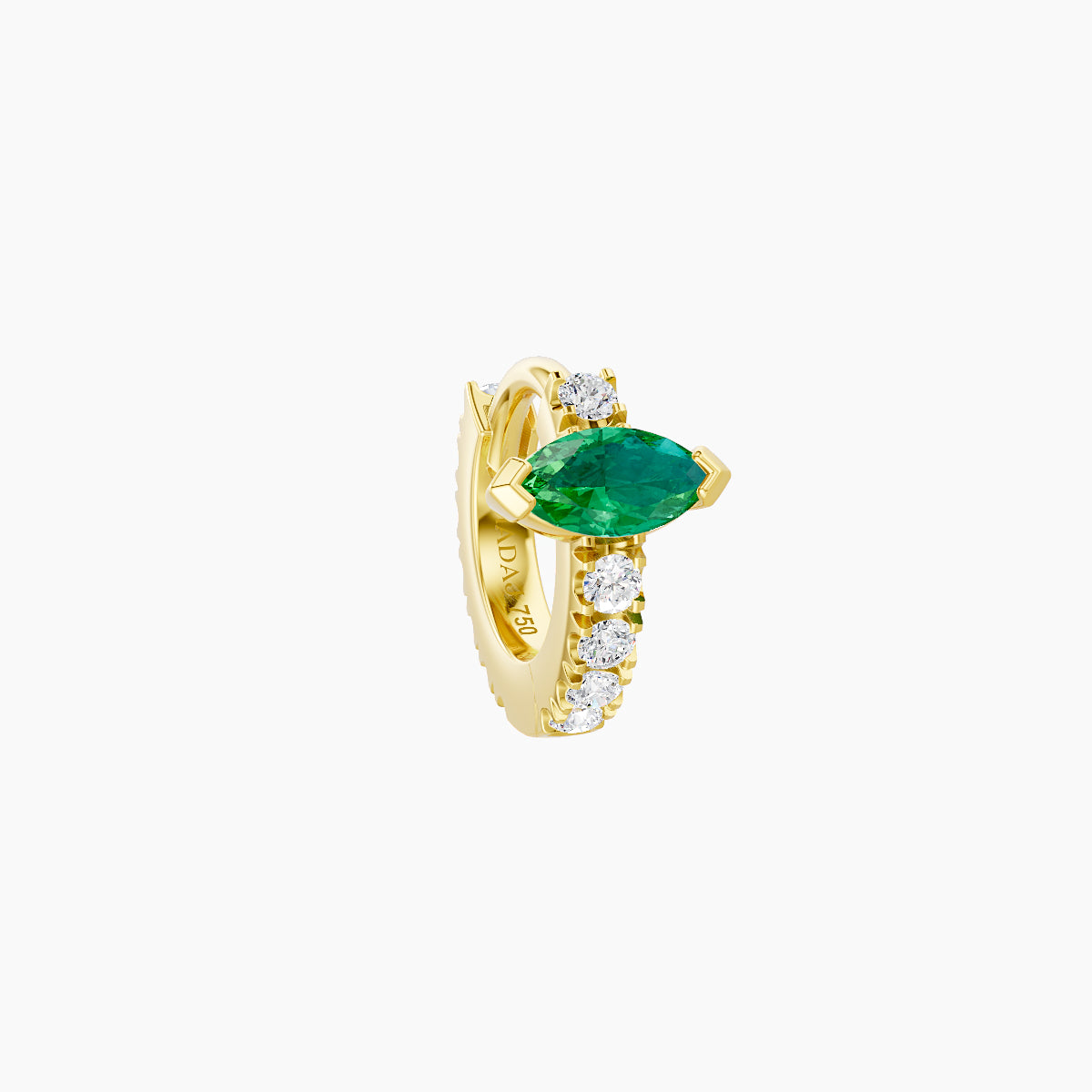 Rhea | 18k Yellow Gold 5 mm Emerald & Diamond Hoop Piercing